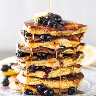 CHOCOLATE PANCAKE WITH BLUEBERRY BUTTER