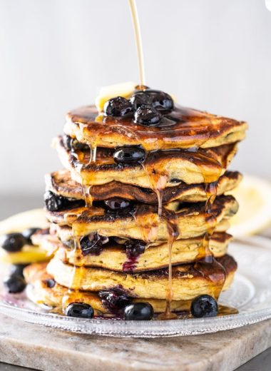 CHOCOLATE PANCAKE WITH BLUEBERRY BUTTER