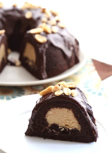 CHOCOLATE PEANUT BUCKEYE BUNDT CAKE