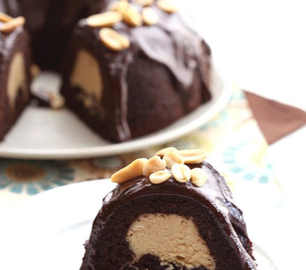 CHOCOLATE PEANUT BUCKEYE BUNDT CAKE