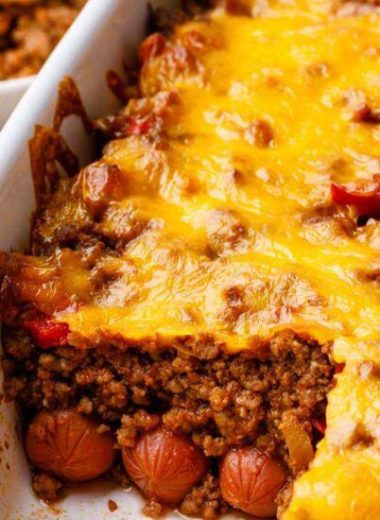 Keto Chili Cheese Dog Casserole