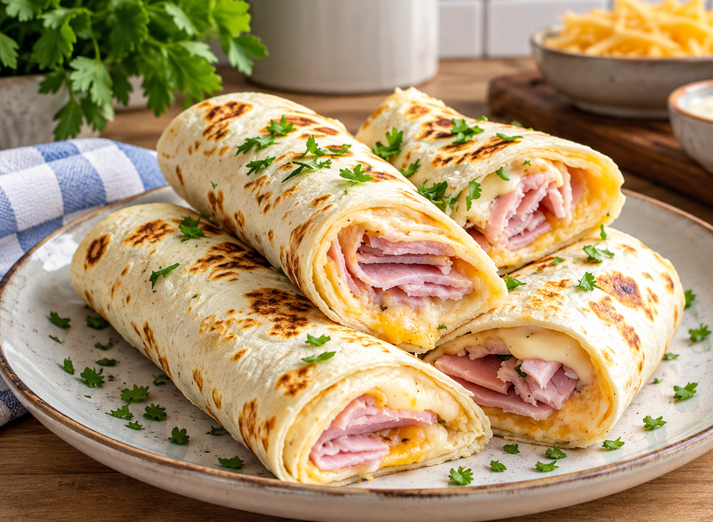Air Fryer Hot Ham and Cheese Wraps