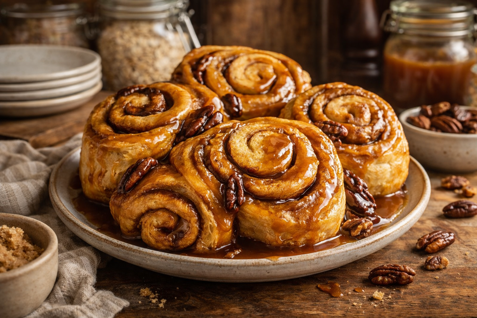 Sourdough Caramel Pecan Cinnamon Roll