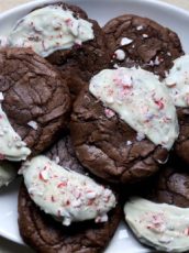 Chocolate Dipped Peppermint Brownie Cookies