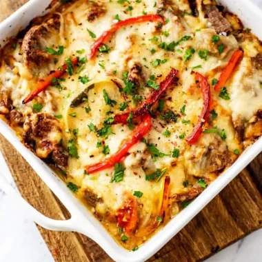 Low-Carb Philly Cheese Steak Casserole