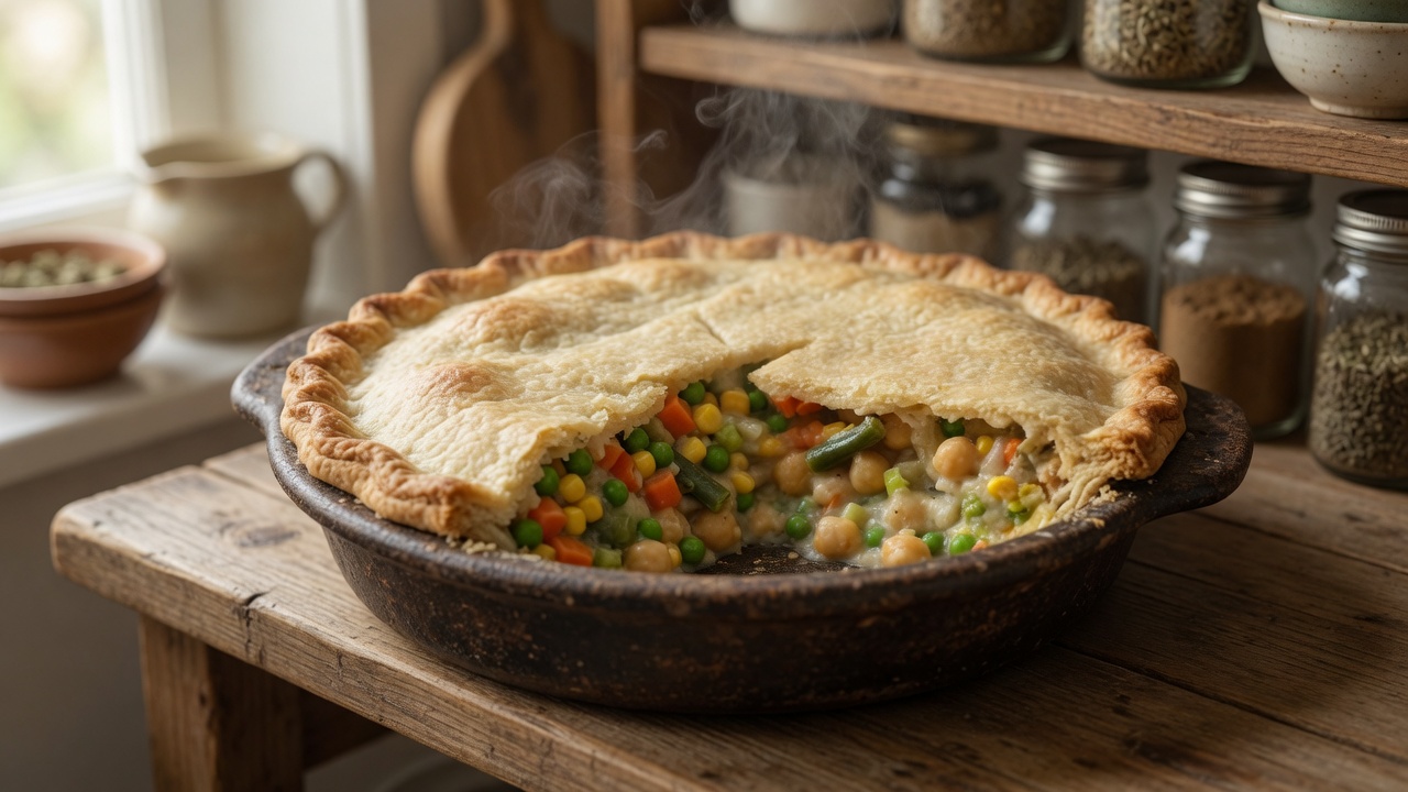 Chickpea and potato pot pie