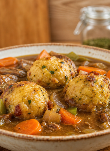 Guinness Beef Stew with Fluffy Dumplings