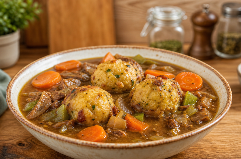 Guinness Beef Stew with Fluffy Dumplings