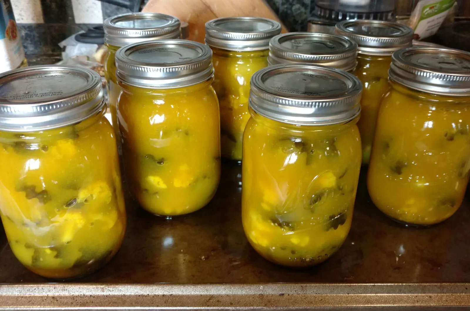 Homemade sweet mustard pickles