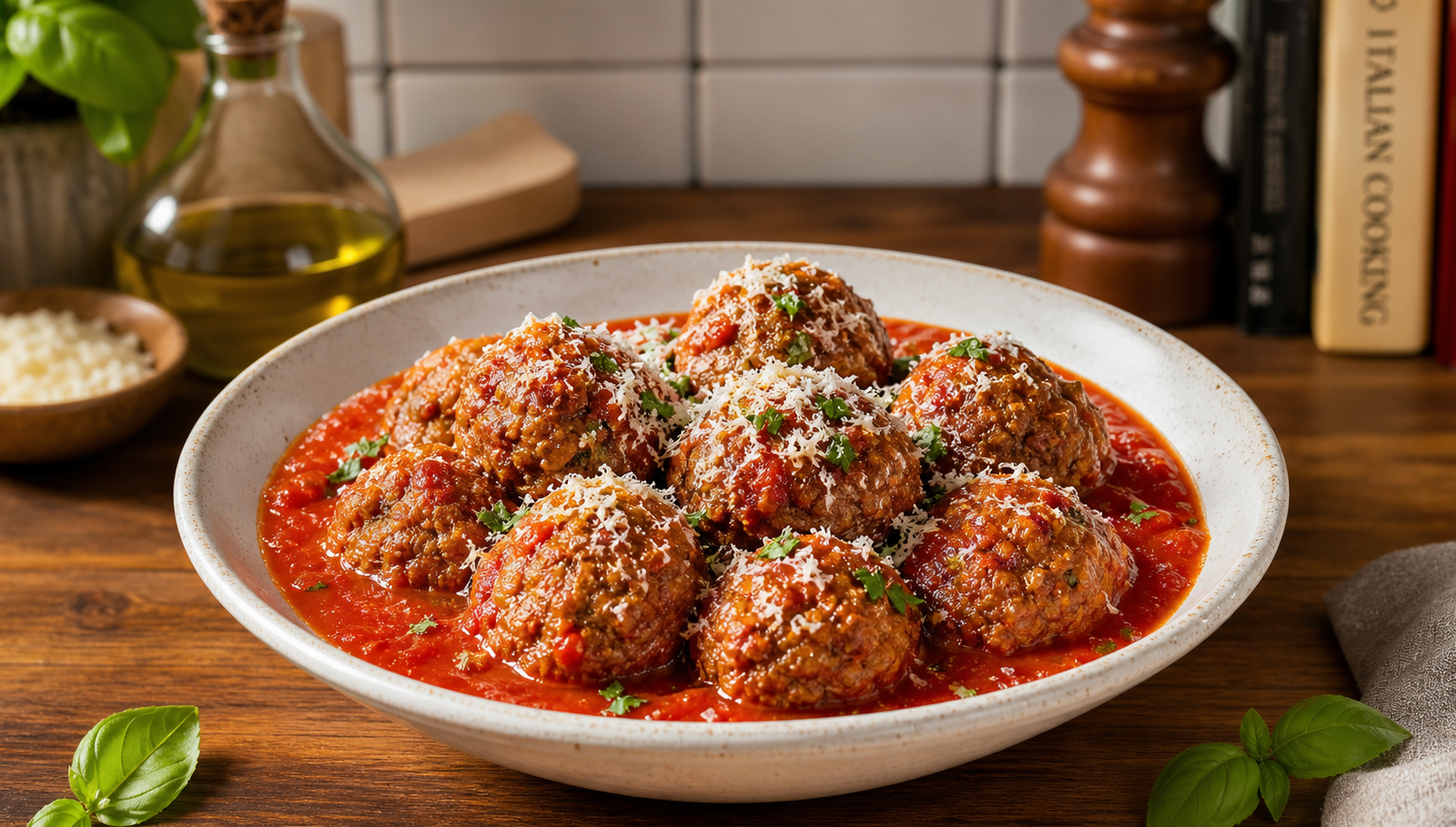 Italian Meatball Spaghetti in Rich Tomato Sauce