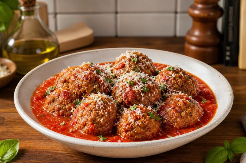 Italian Meatball Spaghetti in Rich Tomato Sauce