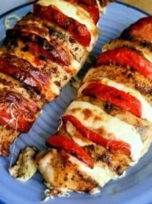 Air Fryer Caprese Chicken with Pesto, Tomato and Cheese recipe