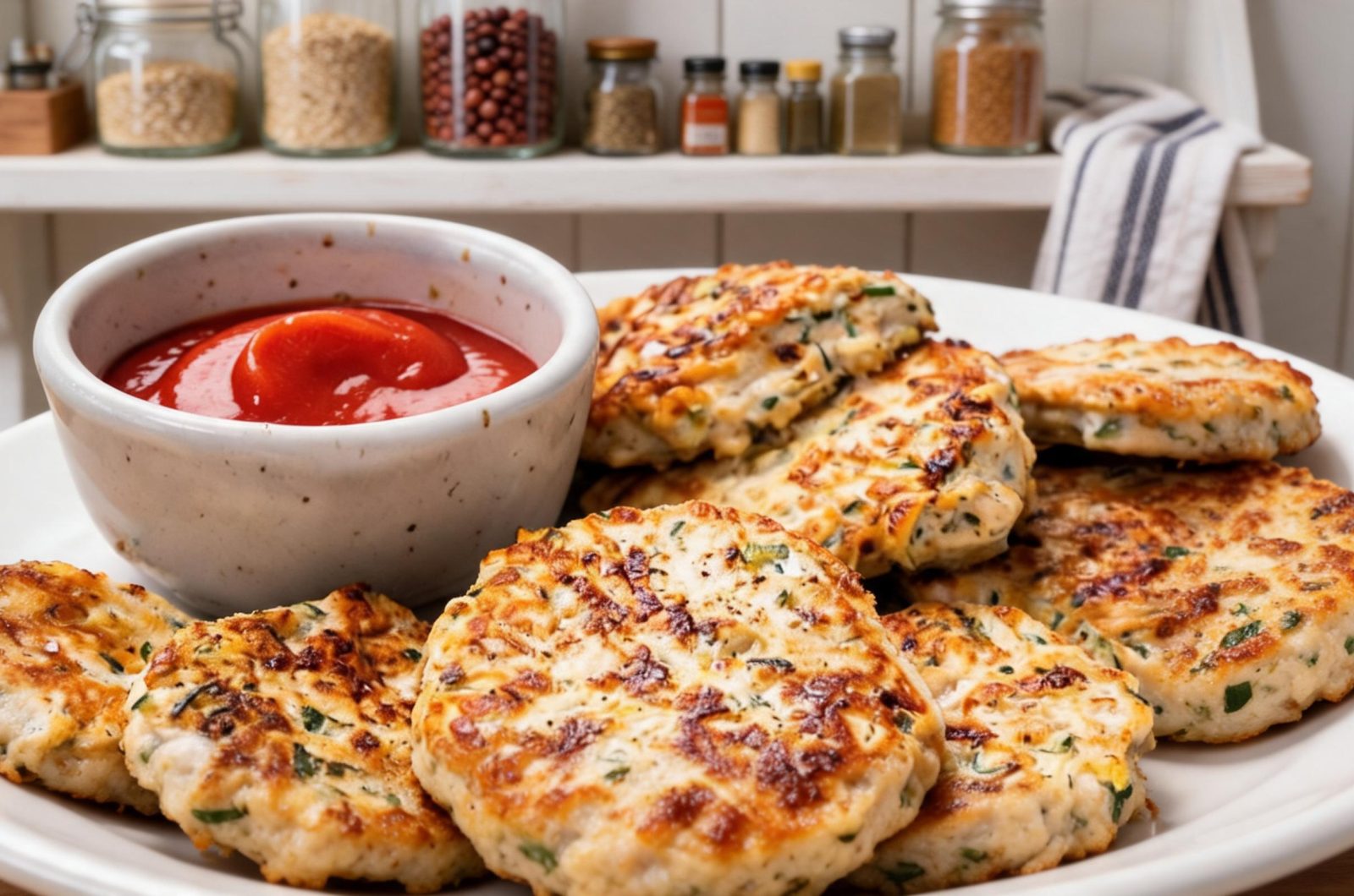 High Protein Chicken and Zucchini Fritters