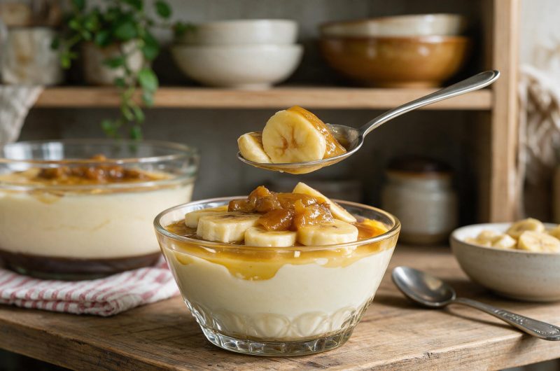 Homemade Banana Foster Pudding.