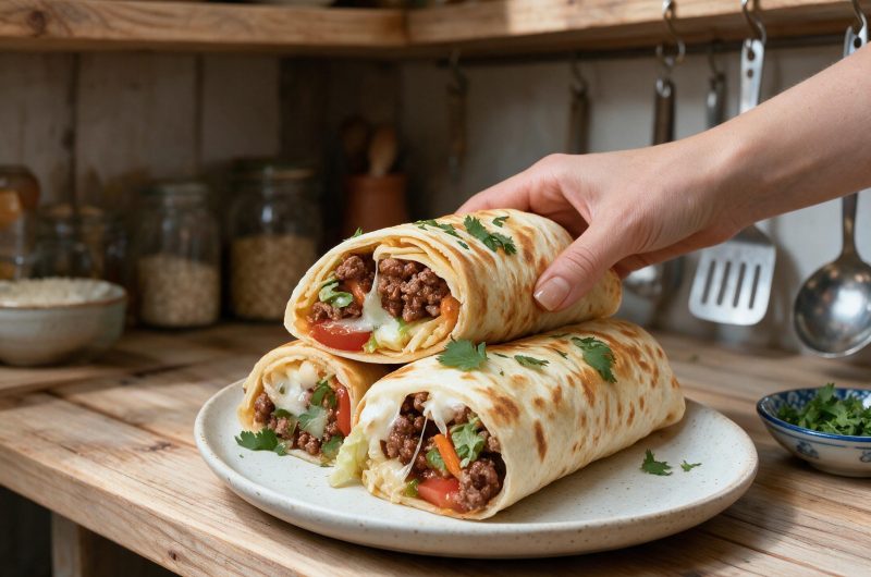 Crispy Ground Beef Tortilla Wraps