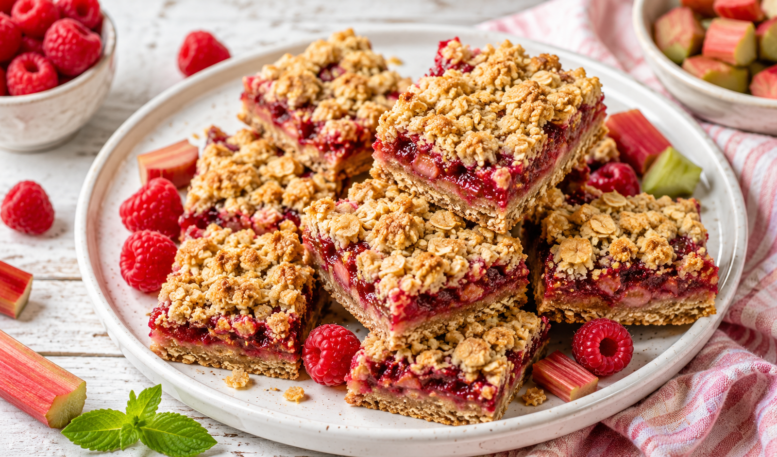 Gluten-Free Raspberry Rhubarb Crumble Bars