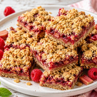 Gluten-Free Raspberry Rhubarb Crumble Bars