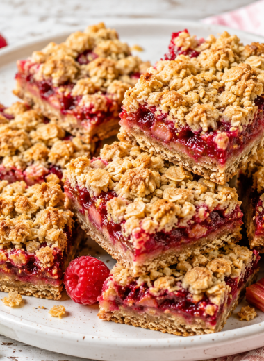 Gluten-Free Raspberry Rhubarb Crumble Bars