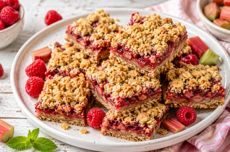 Gluten-Free Raspberry Rhubarb Crumble Bars