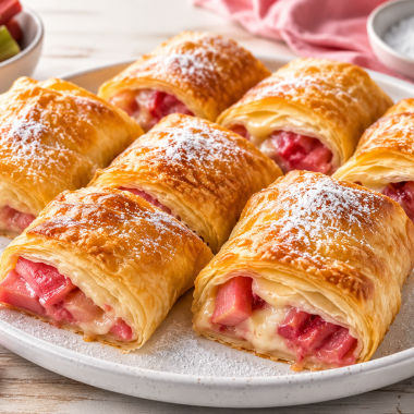 Crispy Homemade Dessert Wraps with Sweet Rhubarb Filling