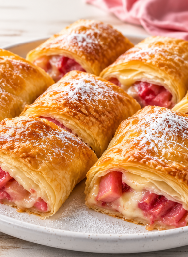 Crispy Homemade Dessert Wraps with Sweet Rhubarb Filling