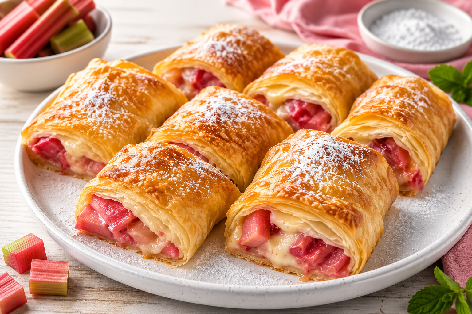 Crispy Homemade Dessert Wraps with Sweet Rhubarb Filling