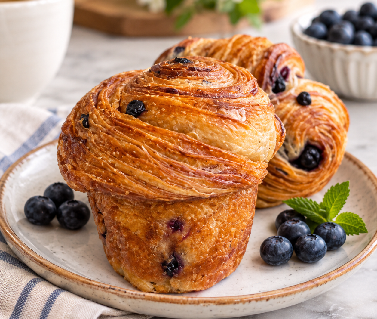 Sourdough Blueberry Croissants
