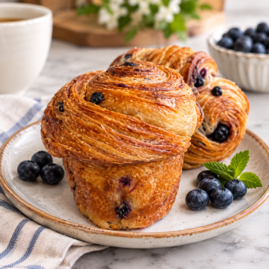 Sourdough Blueberry Croissants