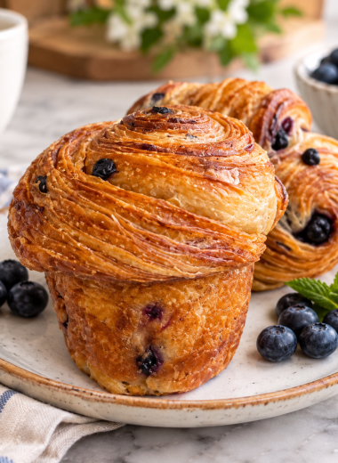 Sourdough Blueberry Croissants