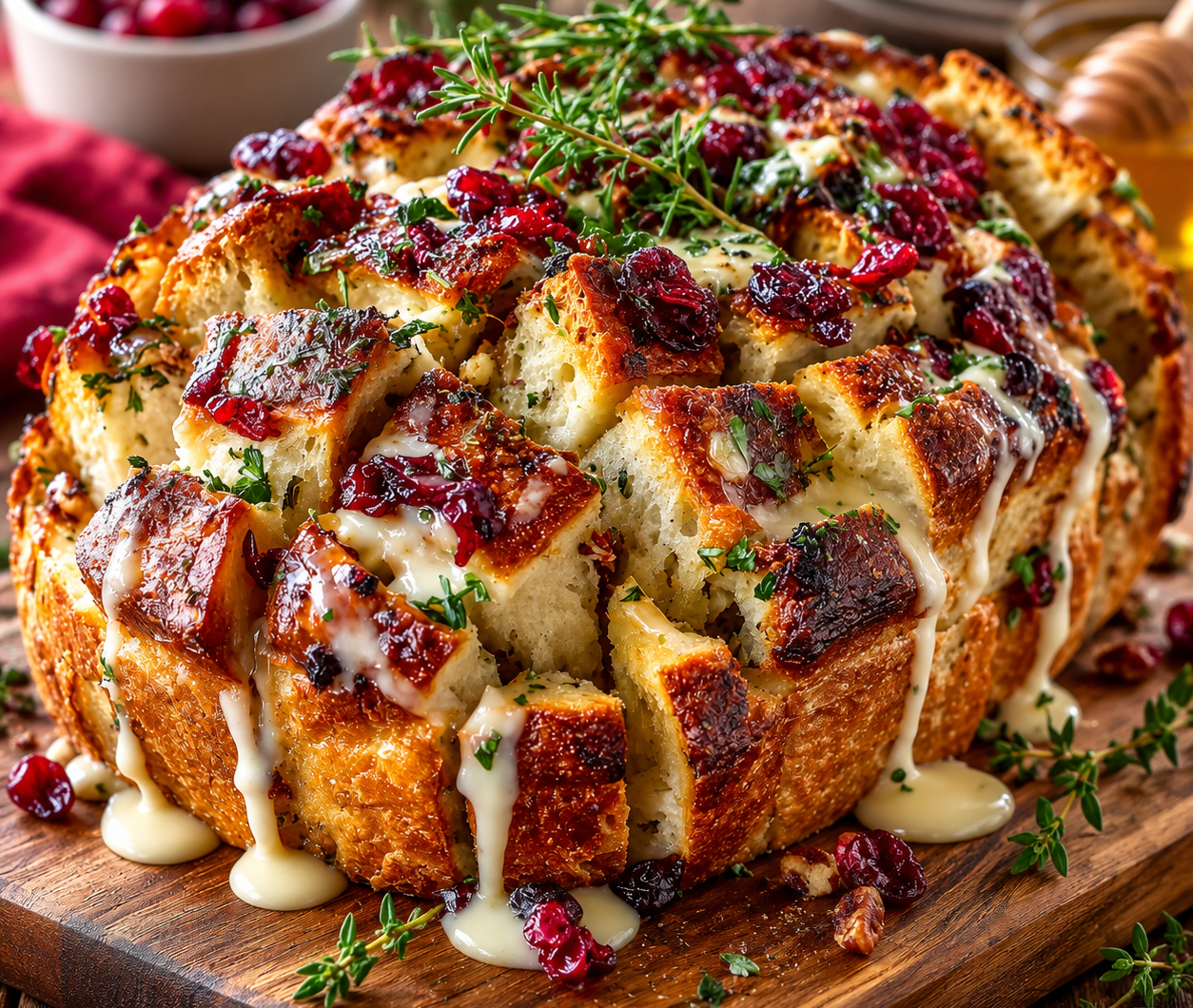 Cranberry Goat Cheese Sourdough Pull-Apart Bread