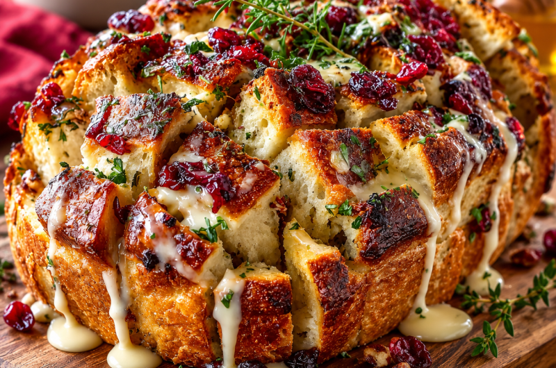 Cranberry Goat Cheese Sourdough Pull-Apart Bread