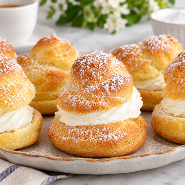 Sourdough Cream Puffs with Vanilla Whipped Cream