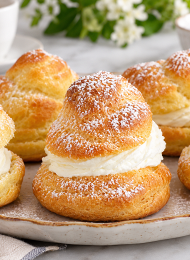 Sourdough Cream Puffs with Vanilla Whipped Cream