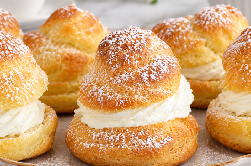 Sourdough Cream Puffs with Vanilla Whipped Cream